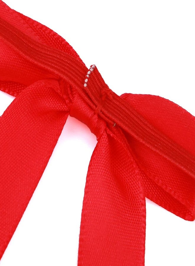 Meseey 50pcs 8 Inch Stretch Elastic Loops with Pre-Tied Red Ribbon Bows for Gift Wrapping,Baby Showers, Weddings, Christmas Boxes (8", Red) - Image 4
